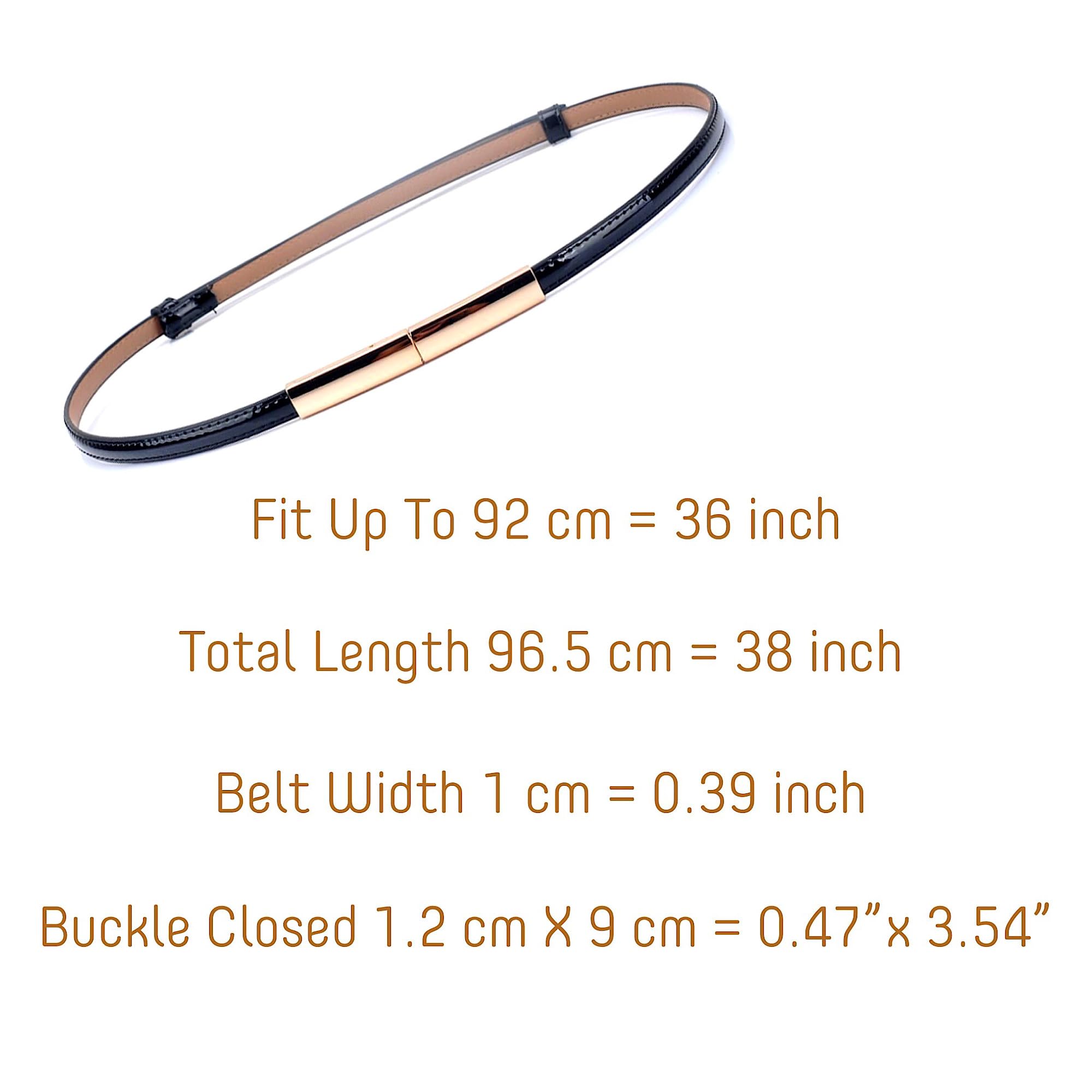 Women's Belt Dress Fashion Patent Leather Belts Adjustable 22"- 36" Skinny Slim Belt Genuine Leather Gold Color Buckle Waistband, Peach-Pink