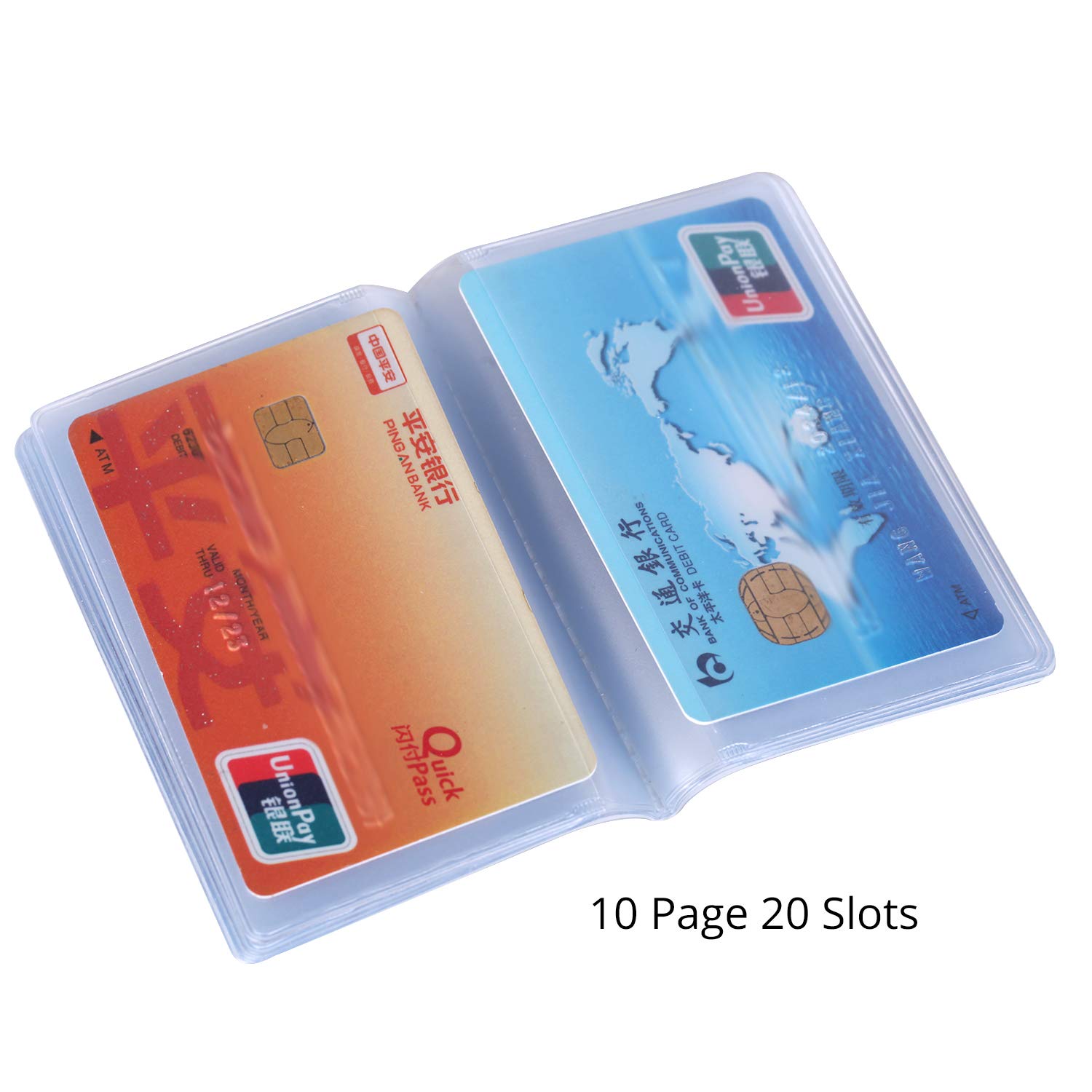 Senkary 3 Pieces Plastic Wallet Insert Credit Card Wallet Picture Photo Holder (20 Page 20 Slots, 10 Page 20 Slots and 10 Page 10 Slots), Translucent