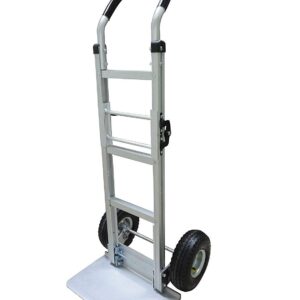 Full Size Aluminum Folding Hand Truck / Dolly Extra Large Nose Plate with 10" Hard Rubber Tires.