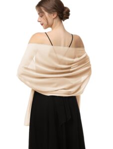 baoqiya women's scarf shawls and wraps for evening dress chiffon shawl soft elegant silky pashmina wedding bridal scarves(champagne, 79"×19")