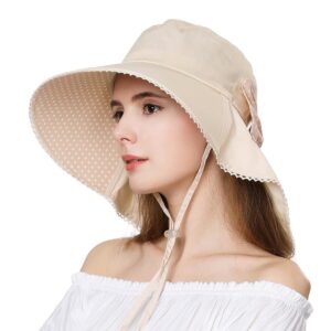 womens sun protection hats summer gardening fishing hiking shade hat spf 50 wide brim packable large big head beige