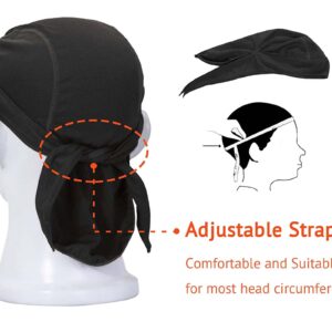 TOPLOR Sweat Wicking Beanie Cap Hat Skull Cap Pirate Hat Bandana Head Wrap for Men and Women Black