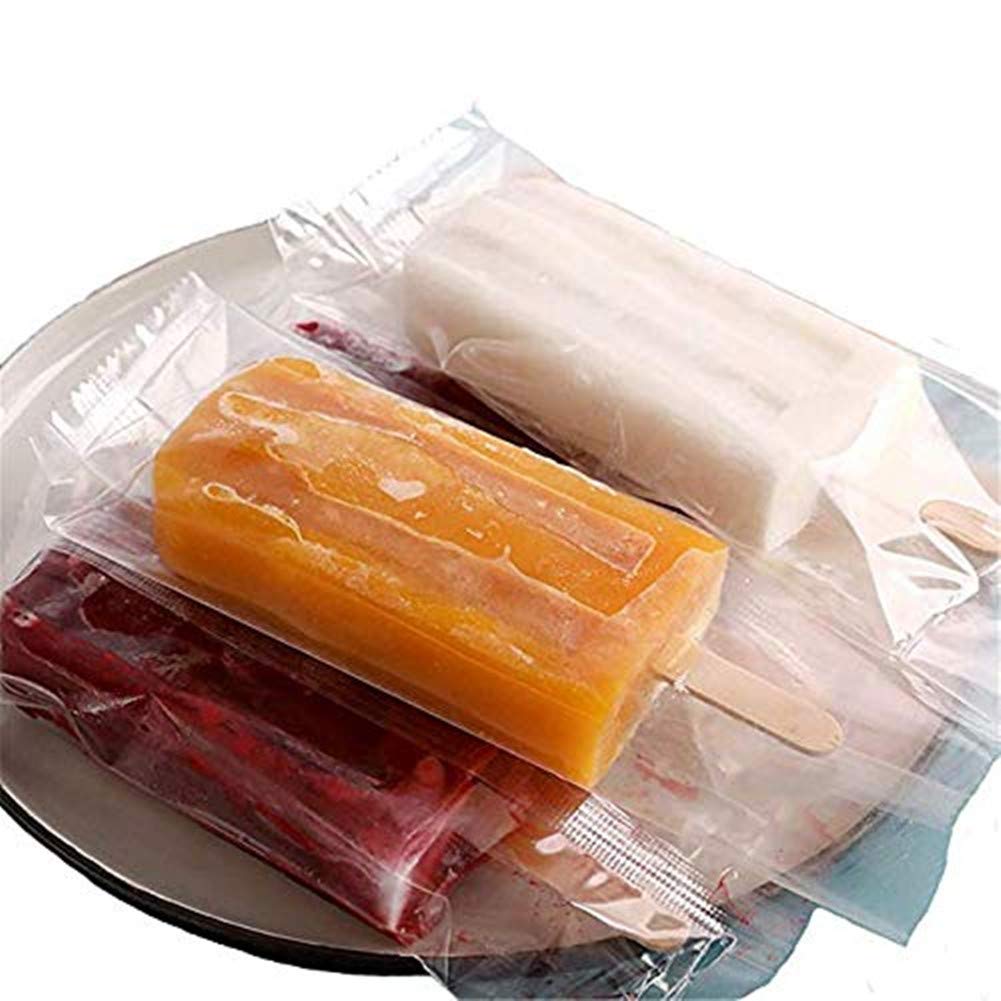 Ice Popsicles Bags Thick Frozen Pops Ice Cream Plastic Wrappers for Candy Food Grade Hot Sealing Packing Containers (200Pcs ,Clear)