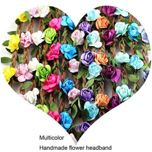 HOPEANT 18 PCS Multicolor Flower Headband Women Girl Bohemian Flower Crown Garland headpieces For Festival Wedding