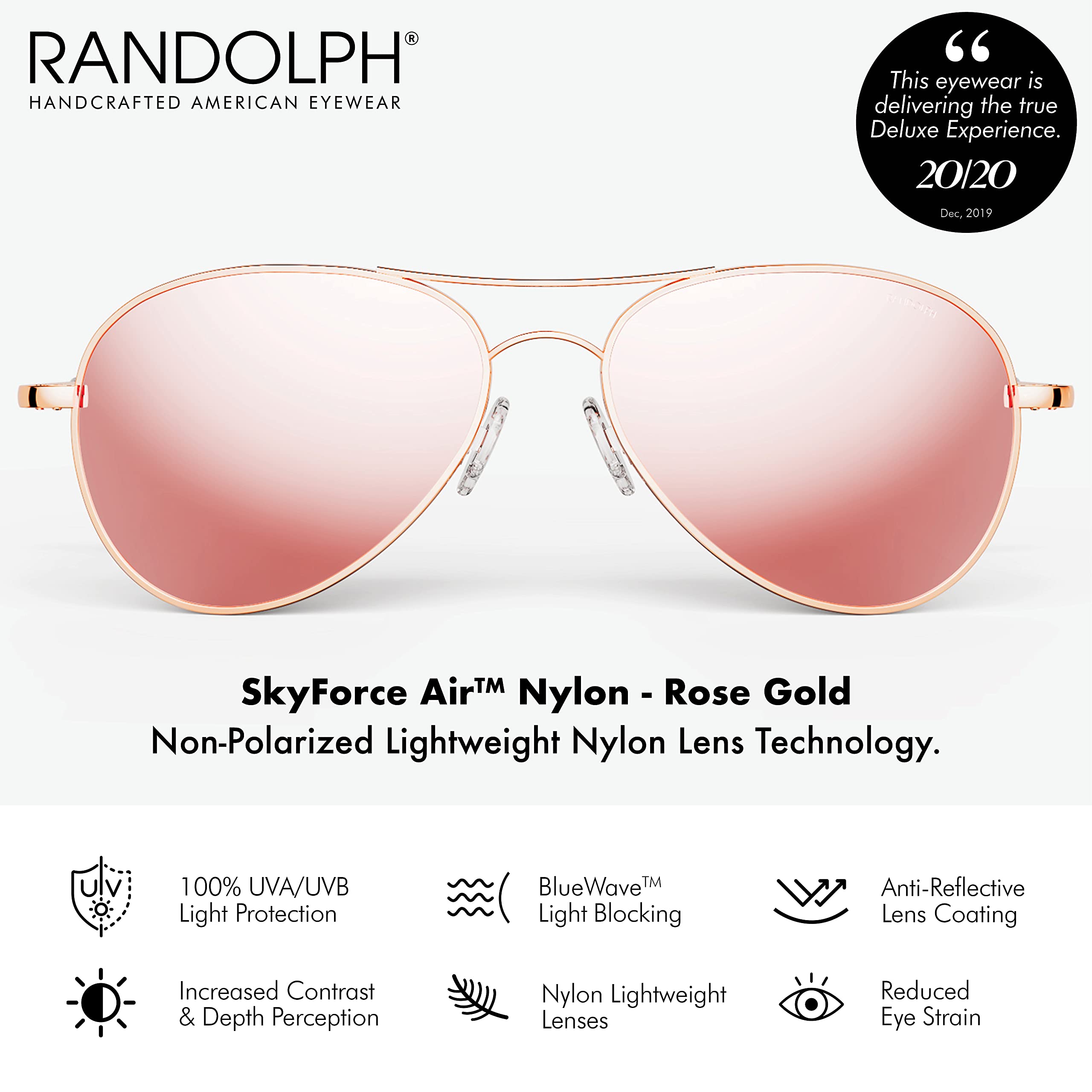 Randolph USA | Amelia Aviator Authentic Sunglasses for Women Non-Polarized 100% UV