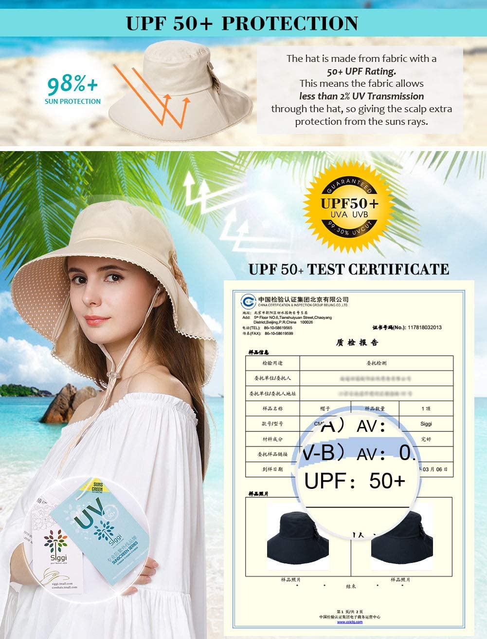 Womens Sun Protection Hats Summer Gardening Fishing Hiking Shade Hat SPF 50 Wide Brim Packable Large Big Head Beige