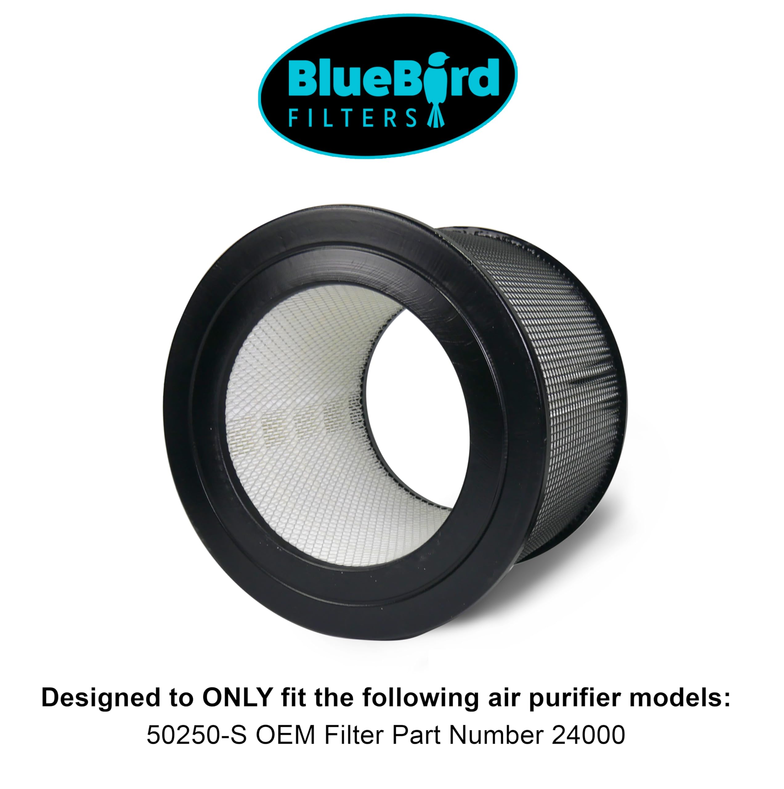 BlueBird Filters Replacement HEPA Filter & Carbon Pre Filter Kit For Honeywell 50250 50250-S OEM Part Number 24000 (1 HEPA + 2 Carbon Pre-Filter)