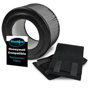 bluebird filters replacement hepa filter & carbon pre filter kit for honeywell 10500 (ev-10) 17000 17000-s 17005 oem part number 20500 (1 hepa + 2 carbon pre-filter)