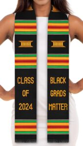 advansync black grads matter class of 2024 premium handwoven kente cloth graduation stole (bgm 2024)