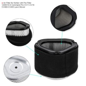 HIFROM 12 083 10-S Air Filter Pre Filter Spark Plug Fuel Filter Replacement for Kohler and Pre Filter 12 083 10-S Command Pro CV11-CV16 CV460-CV493 Lawn Mower