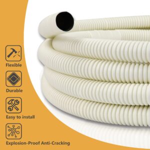 AC Parts 164 Ft Flexible Water Drain Hose Pipe for Ductless Mini Split Air Conditioner Heat Pump Systems; 5/8 ID Beige (50m)