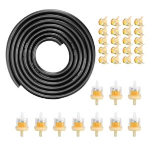 cococart 10 pack 3/16 inch x 1/8 inch gas inline fuel filters with magnet+6.5 feet/2m 3/16 inch id fuel line+20 pcs 1/3" id hose clamps for kawasaki kohler briggs & stratton small engine