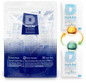 dry & dry 5 gram[50 packets] orange indicating silica gel packets desiccant dehumidifiers - food safe silica packs, silica gel, moisture absorbers, silica packets, desiccant packs