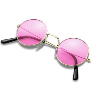 Bedwina Retro Hippy Glasses - (Pack of 3) Retro Hippy Glasses Circle Fashion Sunglasses 60's and 70's Round Costume Style Sun Glasses