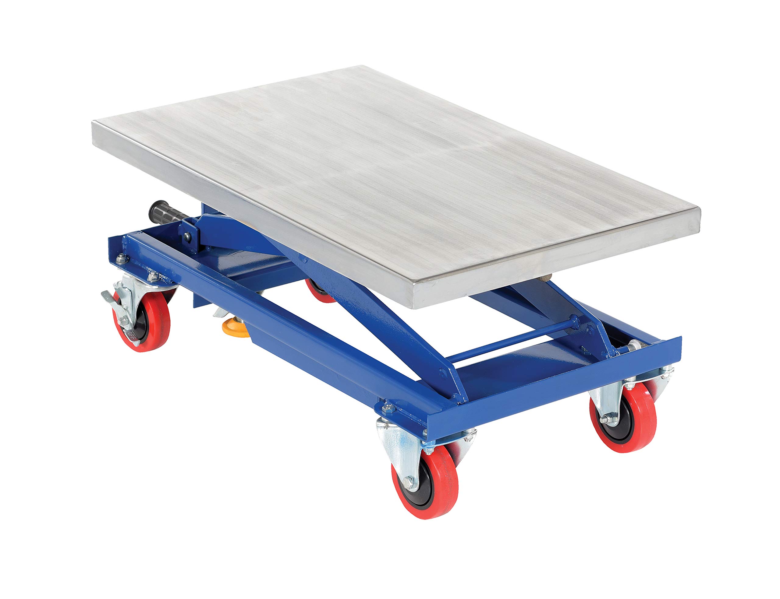 Vestil CART-330-M Steel Mechanical Scissor Cart with Hand Crank 18 in. x 28 in. 330 Lb. Capacity Blue/Silver