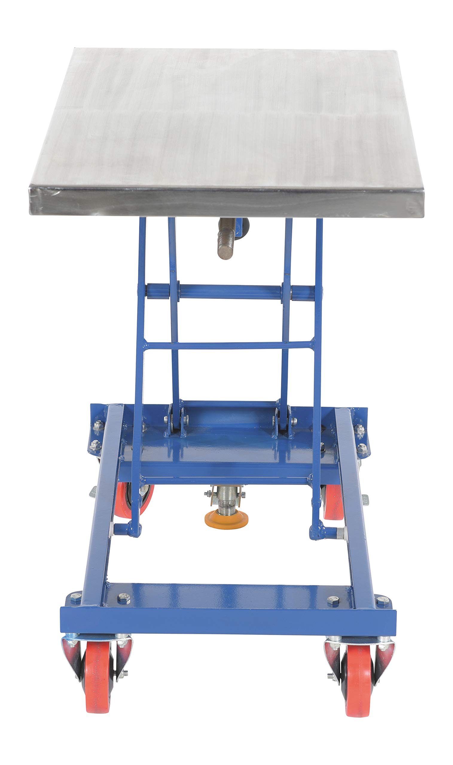 Vestil CART-330-M Steel Mechanical Scissor Cart with Hand Crank 18 in. x 28 in. 330 Lb. Capacity Blue/Silver