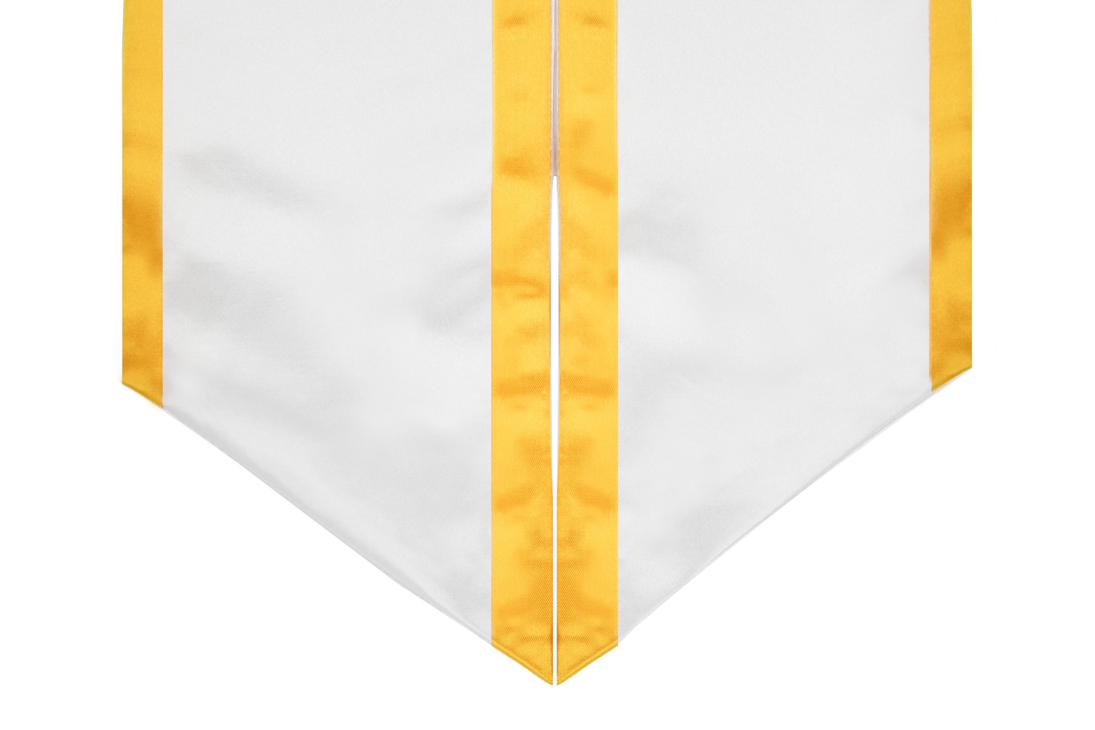 GraduationMall Plain Graduation Honor Stole Angled End White With Gold Trim Unisex Adult 72" Long