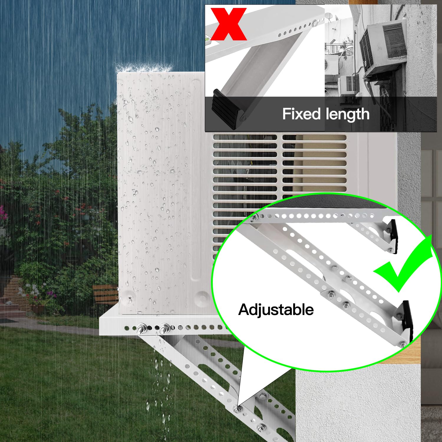 Aozzy Window Air Conditioner Bracket- Universal AC Support Bracket Heavy Duty, Support Up to 165 lbs, Designed for 9000-22001 BTU A/C Units–AC Holder Bracket Fits Single Or Double Hung Windows