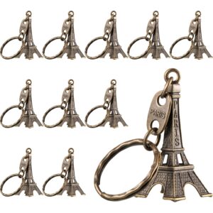 outus 15 pieces eiffel tower keyring retro adornment french souvenirs keychains (bronze)