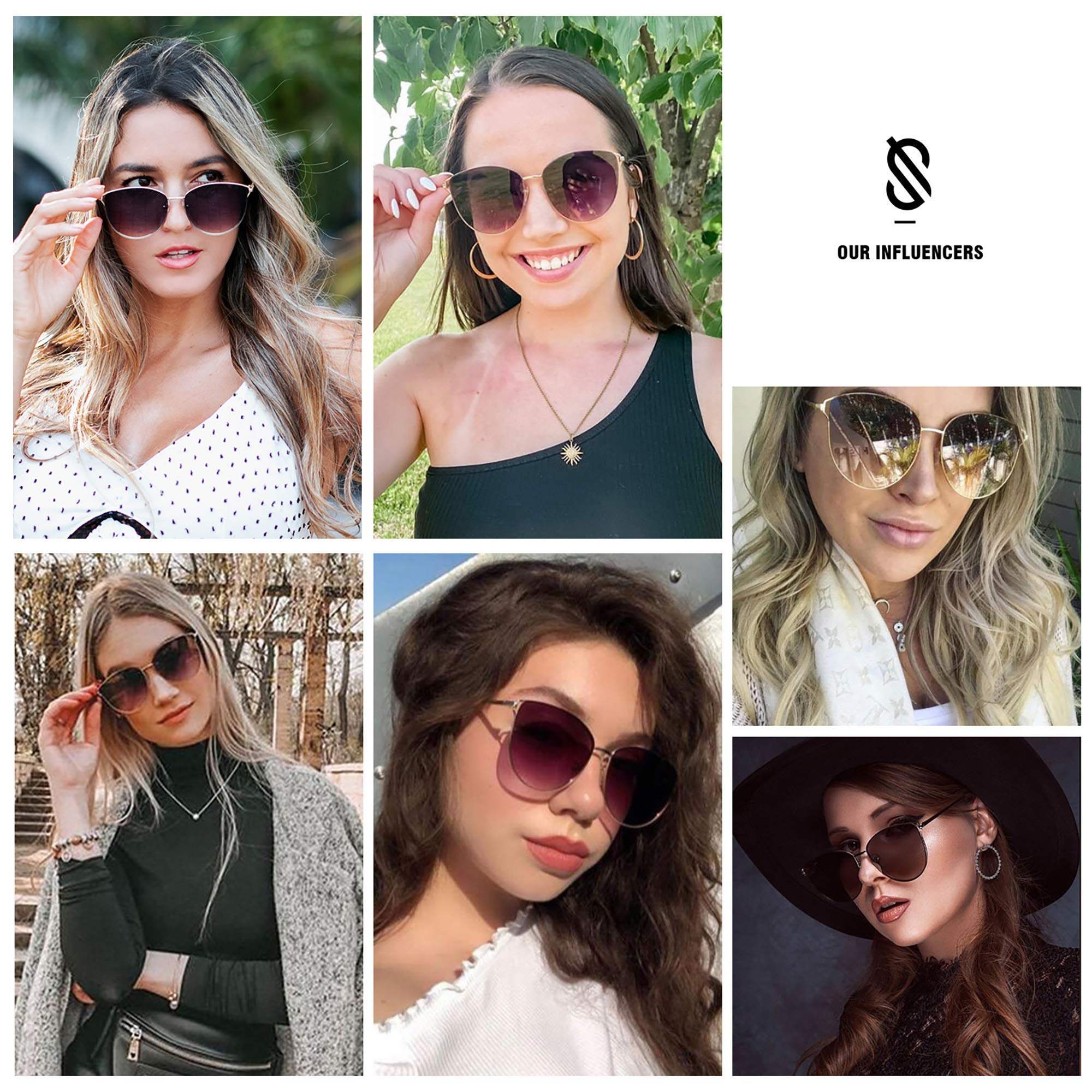 SOJOS Mirrored Flat Lens Fashion Sunglasses for Women SJ1085 with Gold Frame/Gradient Grey Lens