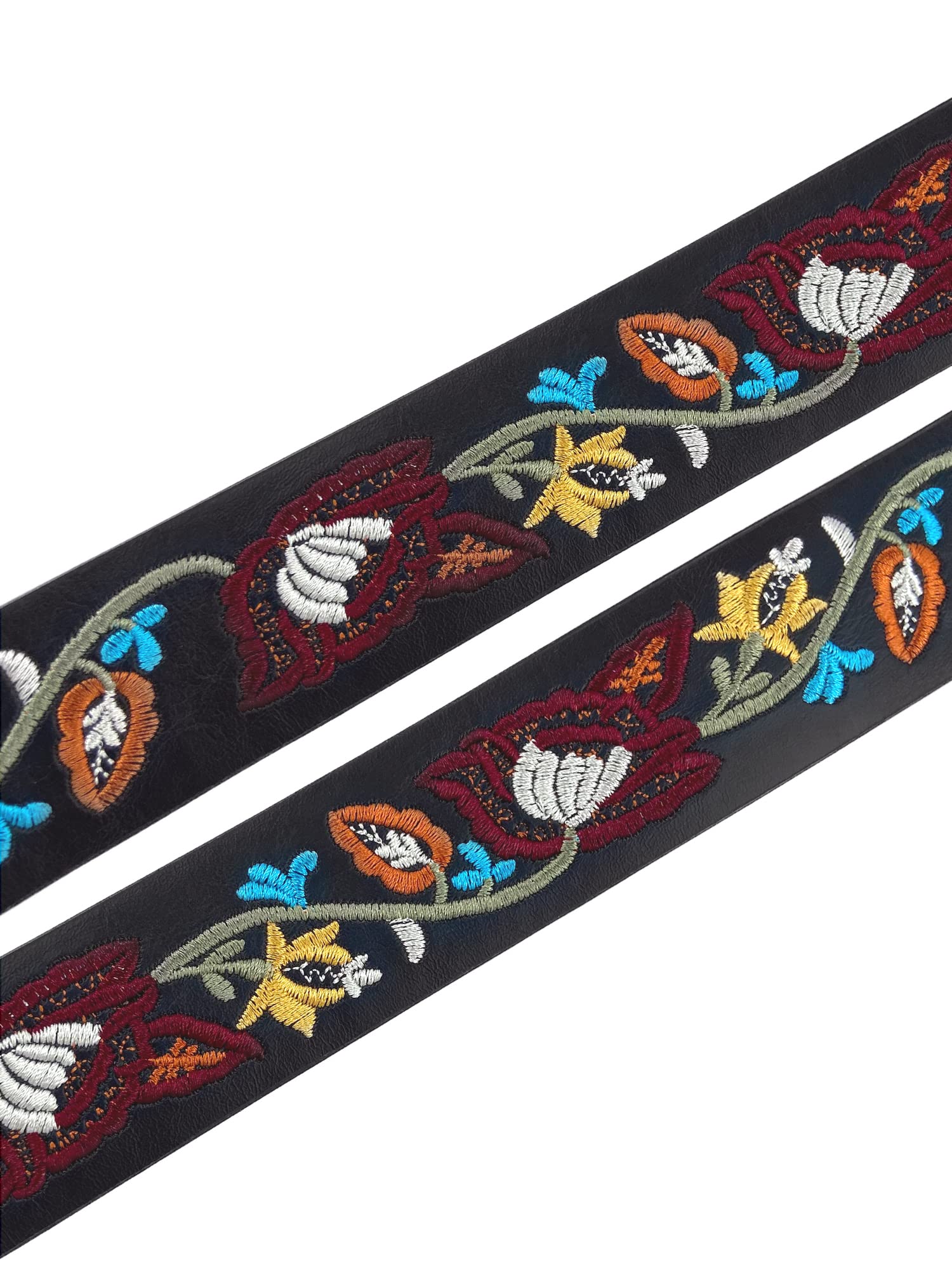 Beautiful Nomad Belts for Women Western Fashion Boho Embroidery PU Leather Belt for Jeans Dress