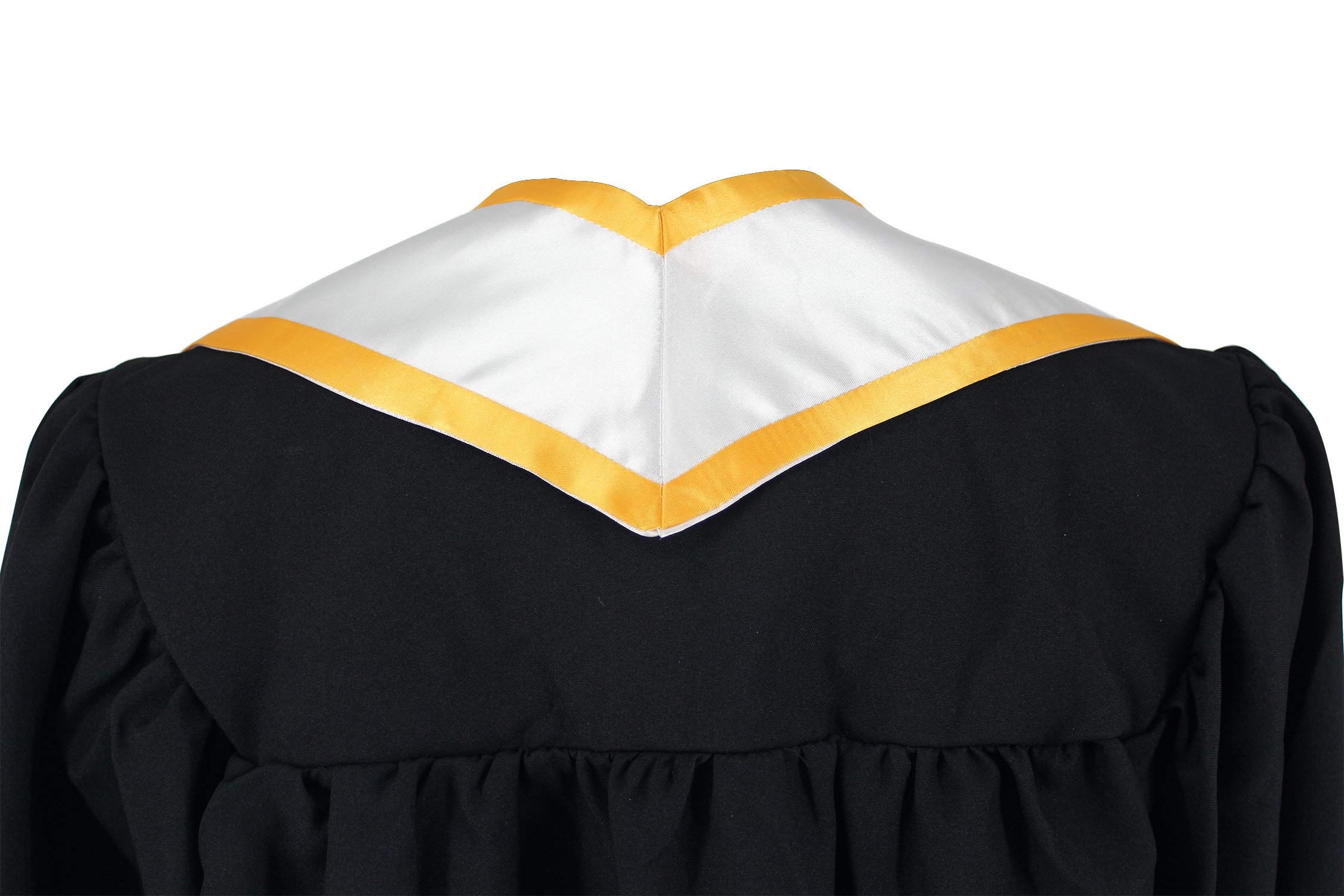 GraduationMall Plain Graduation Honor Stole Angled End White With Gold Trim Unisex Adult 72" Long