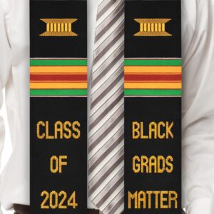 ADVANSYNC Black Grads Matter Class of 2024 Premium Handwoven Kente Cloth Graduation Stole (BGM 2024)