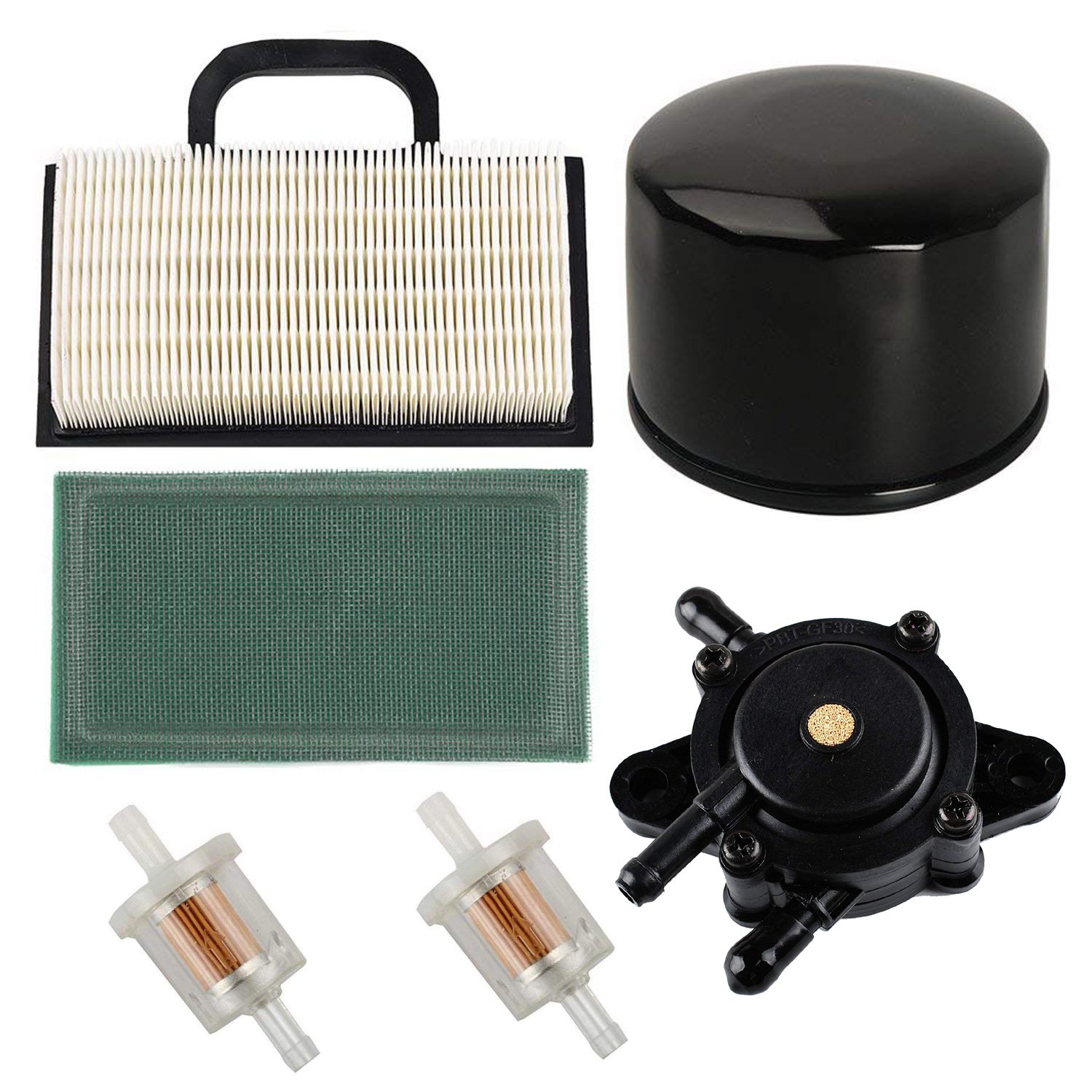 HIFROM 808656 Fuel Pump 698754 499486 Air Pre Filter Oil Fuel Filter Kit Compatible with 691007 Intek V-Twin 18-26 HP Engines Lawn Mower Parts