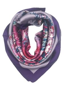 your smile polyester scarf women’s fashion pattern purple flower large square satin headscarf 35''x35'' (807)