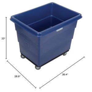 Global Industrial 12 Bushel HDPE Plastic Box Truck with Steel Base, Blue, 38-2/5"L x 28-9/10"W x 33" H