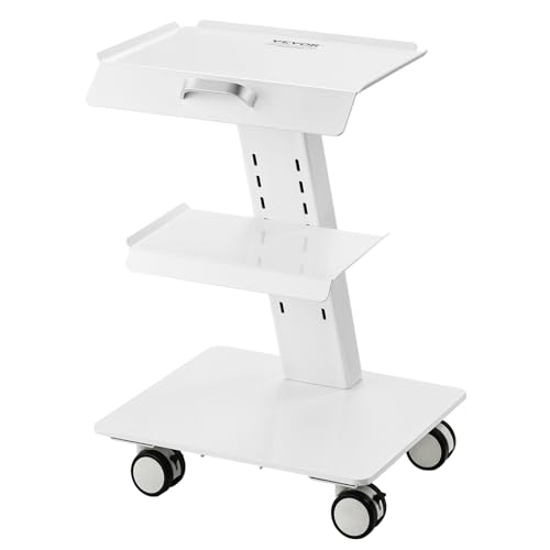 VEVOR Medical Cart,3-Layer Lab Cart 70.5 LBS Load Capacity,Heavy Duty Esthetician Cart with 4 PE Wheels for Lab, Hospital, Dental Office, Salon and More