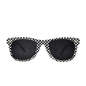 POP Fashionwear Classic Rectangular Sunglasses Polarized Lens White Frame Black Checker T712