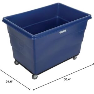 Global Industrial 20 Bushel HDPE Plastic Box Truck with Steel Base, Blue, 50-2/5"L x 34-3/5"W x 35-3/5"H