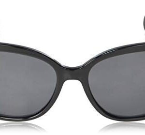 Ralph by Ralph Lauren Women's RA5248 Butterfly Sunglasses, Shiny Black/Polarized Dark Grey, 56 mm