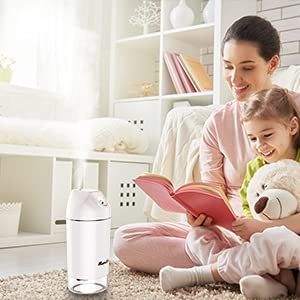 HandFan Small Humidifier, 500ml Portable Mini Humidifier Rechargeable, Battery Operated Personal Humidifier, for Bedroom, Office, Travel, Car, Plants(Grey)