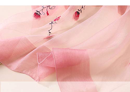 Alysee Women Warm Silk&Wool Mixed Lovely Embroidered Scarf Headwrap Shawl Pink