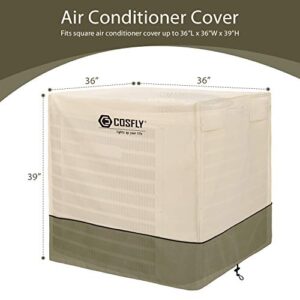 COSFLY Air Conditioner Cover for Outside Units-Durable AC Cover Water Resistant Fabric Windproof Design -Square Fits up to 36 x 36 x 39 inches