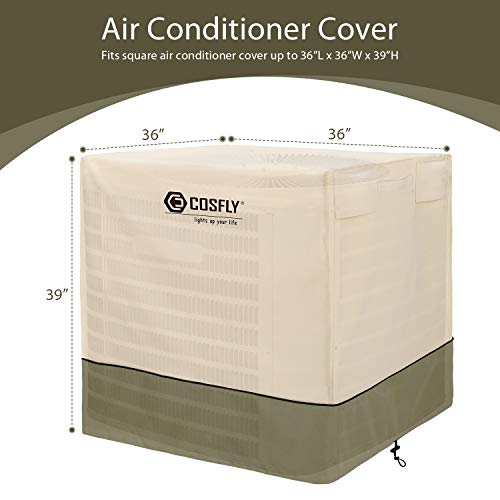 COSFLY Air Conditioner Cover for Outside Units-Durable AC Cover Water Resistant Fabric Windproof Design -Square Fits up to 36 x 36 x 39 inches