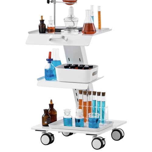 VEVOR Medical Cart,3-Layer Lab Cart 70.5 LBS Load Capacity,Heavy Duty Esthetician Cart with 4 PE Wheels for Lab, Hospital, Dental Office, Salon and More