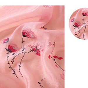 Alysee Women Warm Silk&Wool Mixed Lovely Embroidered Scarf Headwrap Shawl Pink