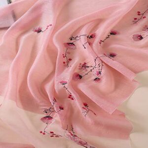 Alysee Women Warm Silk&Wool Mixed Lovely Embroidered Scarf Headwrap Shawl Pink