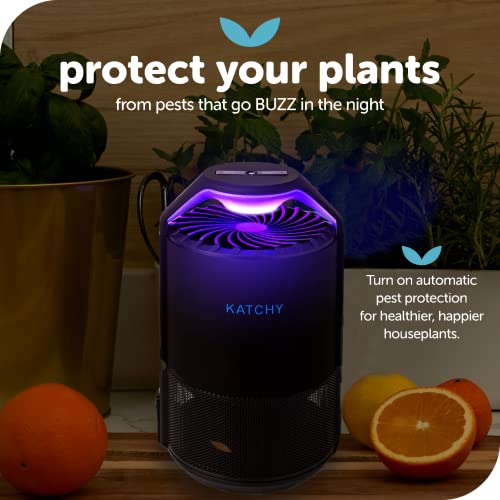 Katchy Midnight - Indoor Insect Trap with Automatic Setting - Fan Powered with UV Light - Fruit Fly Traps for Indoors - for Fruit Flies, Gnats, Mosquitoes, Moths