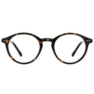 tijn blue light blocking glasses men women vintage thick round rim frame eyeglasses(whiskey tortoise)