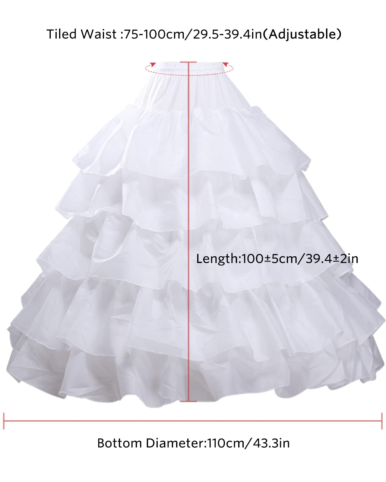 dgdgbaby Hoop Skirt Crinoline Underskirt Petticoat for Women Ball Gown Bridal Tulle Underskirt for Wedding Dress