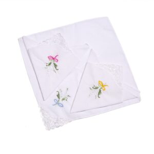 Ladies Hankies Cotton Embroidery Ladies' Vintage Floral Lace Handkerchiefs for Wedding Party (6 Pack)