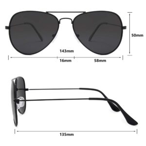 livho Sunglasses for Men Women Aviator Polarized Metal Mirror UV 400 Lens Protection (Silver & Black)