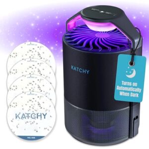 katchy midnight - indoor insect trap with automatic setting - fan powered with uv light - fruit fly traps for indoors - for fruit flies, gnats, mosquitoes, moths