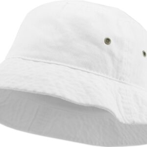 KBM-500 WHT L/XL Unisex Washed Cotton Bucket Hat Summer Outdoor Cap