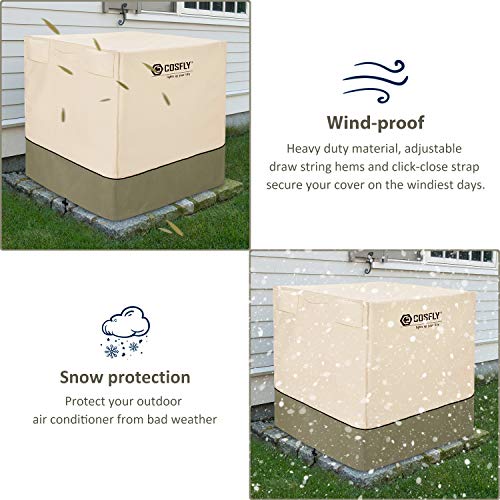 COSFLY Air Conditioner Cover for Outside Units-Durable AC Cover Water Resistant Fabric Windproof Design -Square Fits up to 36 x 36 x 39 inches