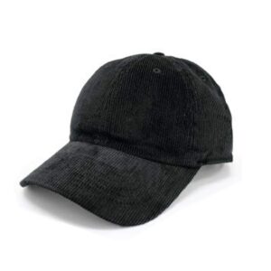 newhattan solid corduroy 100% cotton vintage unisex baseball adjustable polo trucker cap hat (black)